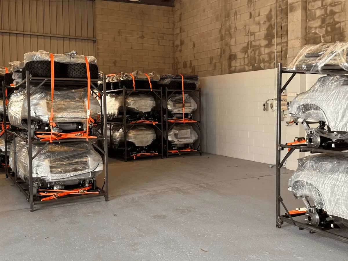 JSH golf carts stored locally at the Voltev warehouse