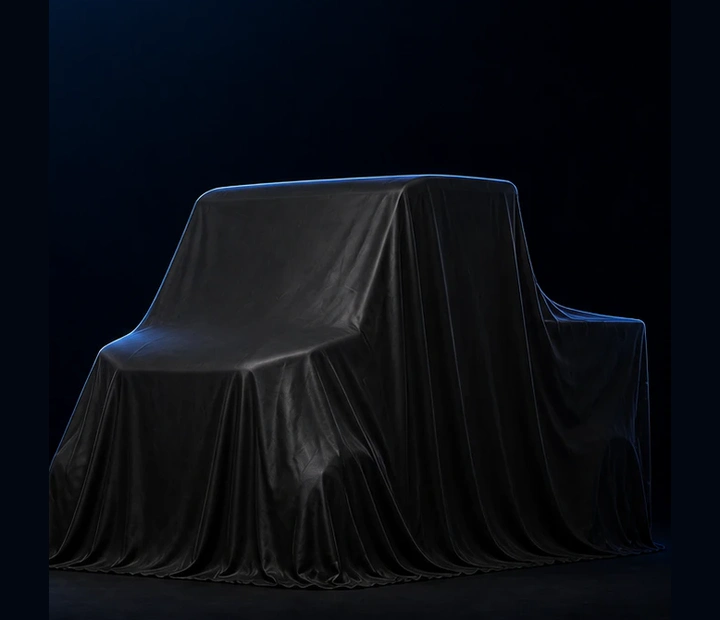 Fully covered future electric utility UTV in a dark studio