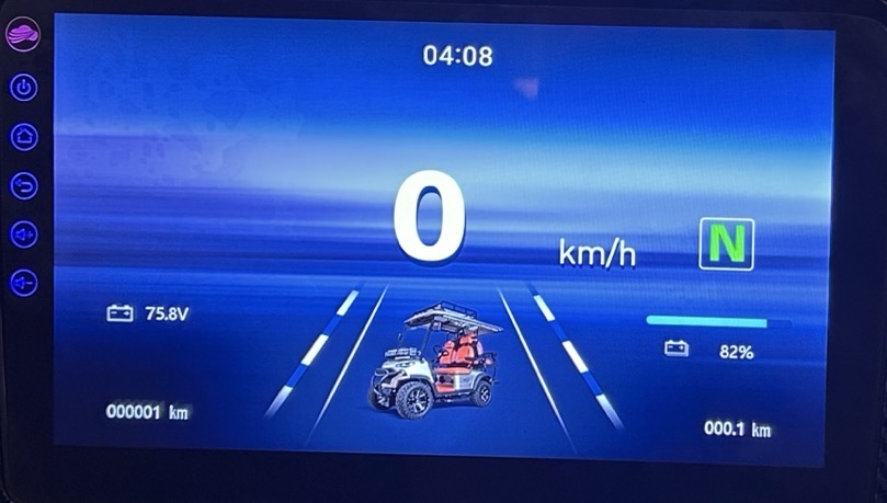 JSH touchscreen display showing speed and battery status